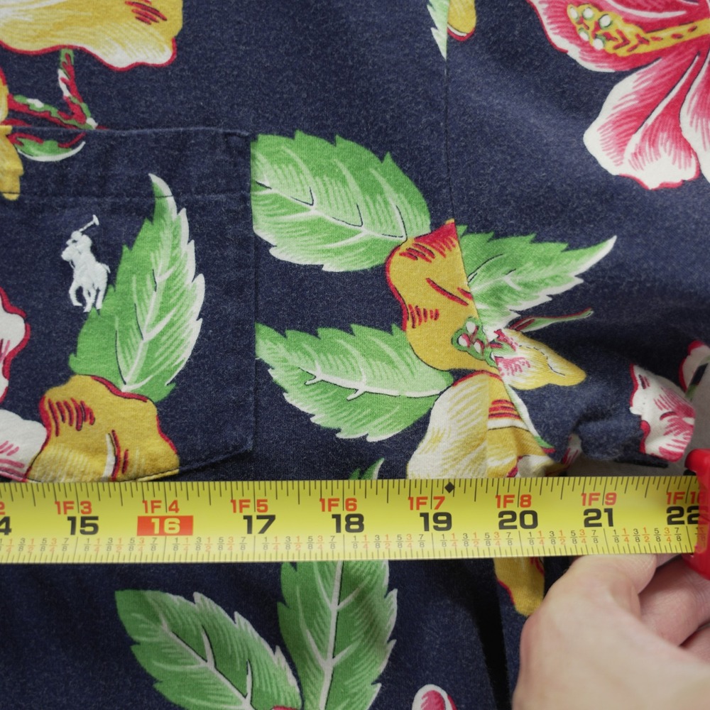 Polo Ralph Lauren Hibiscus Floral Pocket T-Shirt Mens Medium Navy Tropical‎ Pony - Picture 5 of 7